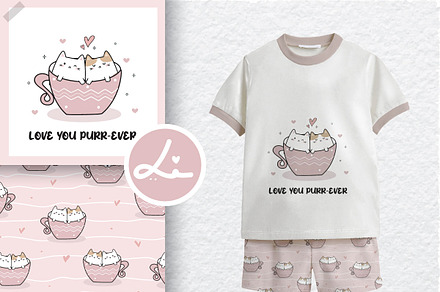 Cute cats seamless pattern