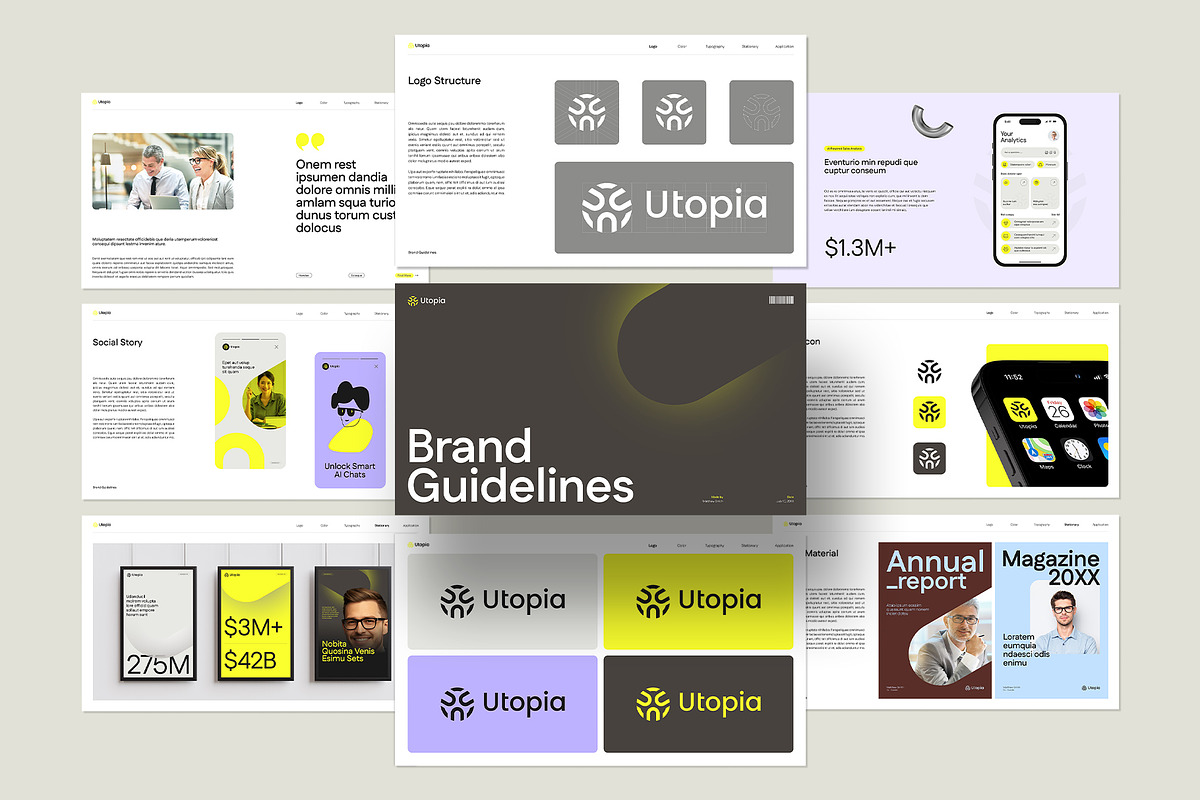 Utopia V4- Brand Guidelines Template, a Branding & Logo Template by graphypix (Photo 7 of 14)