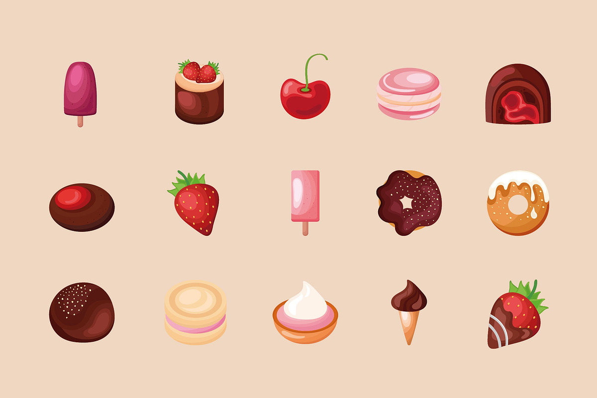 Sweet Dessert Illustration Set, a Food Illustration by studiogstock (Photo 1 of 3)