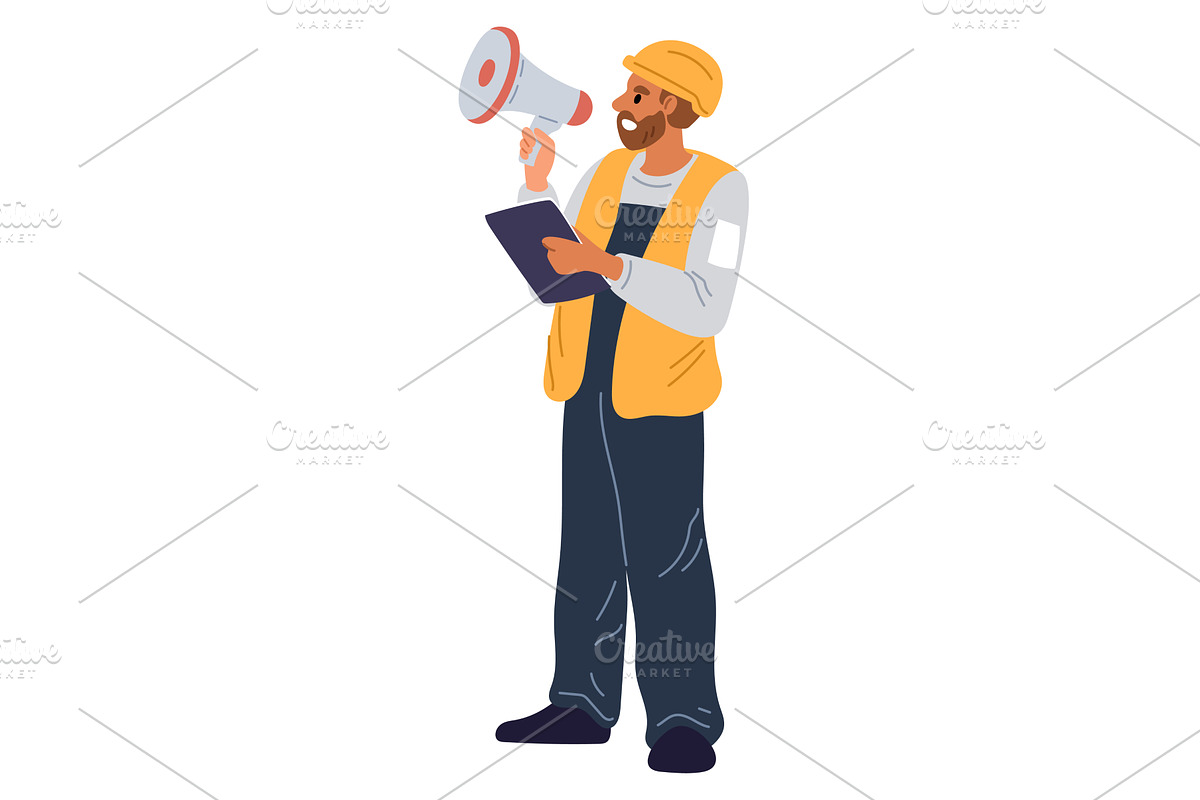Construction company employee in, a Person Illustration by Vectorbuum