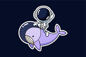 Cute Astronaut Riding A Whale