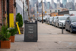 City Street Sign Chalkboard Mockup