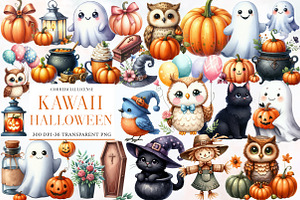 Kawaii Halloween Clipart Bundle, an Illustration by Designworld