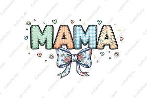 Vintage Mama Floral Bow PNG, an Illustration by CraftArtStudio
