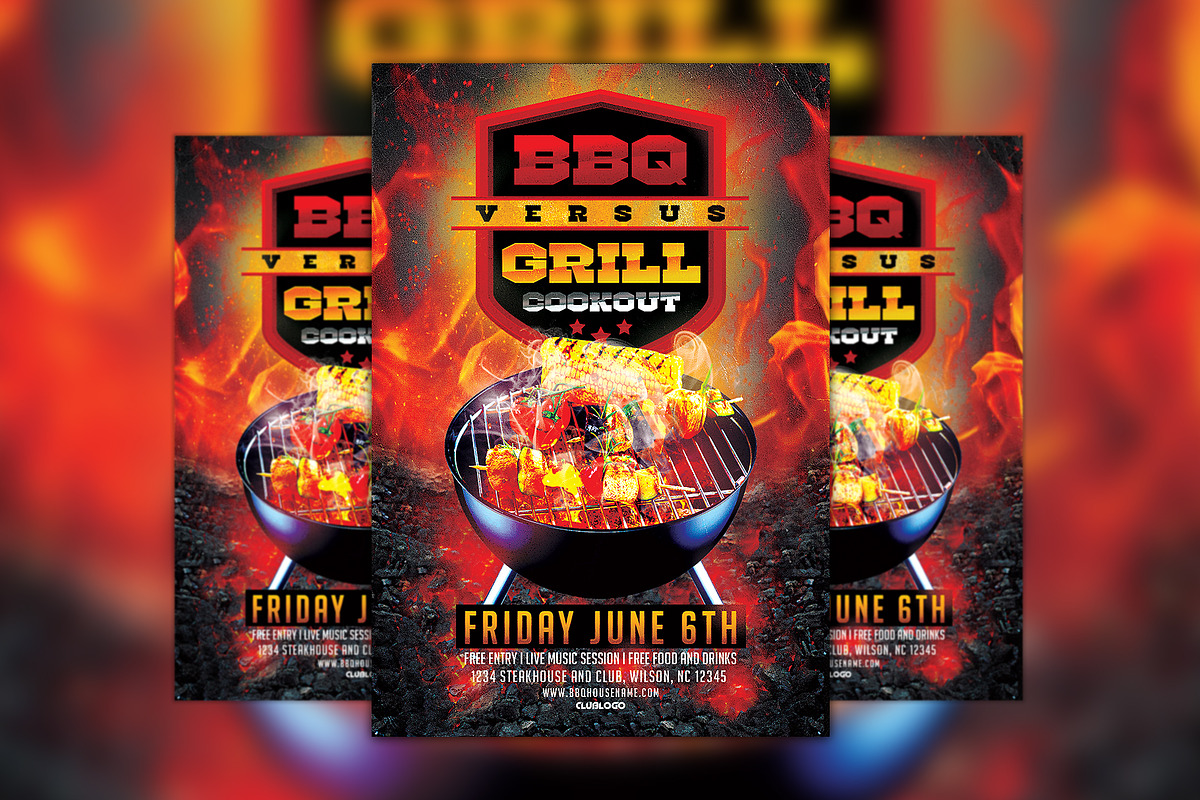 BBQ Grill Cookout Flyer Template, a Flyer Template by Flyermind