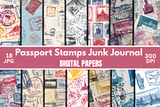 Passport Stamps Digital Paper, a Pattern Graphic by Ink Gallery (Thumbnail 1 of 5)