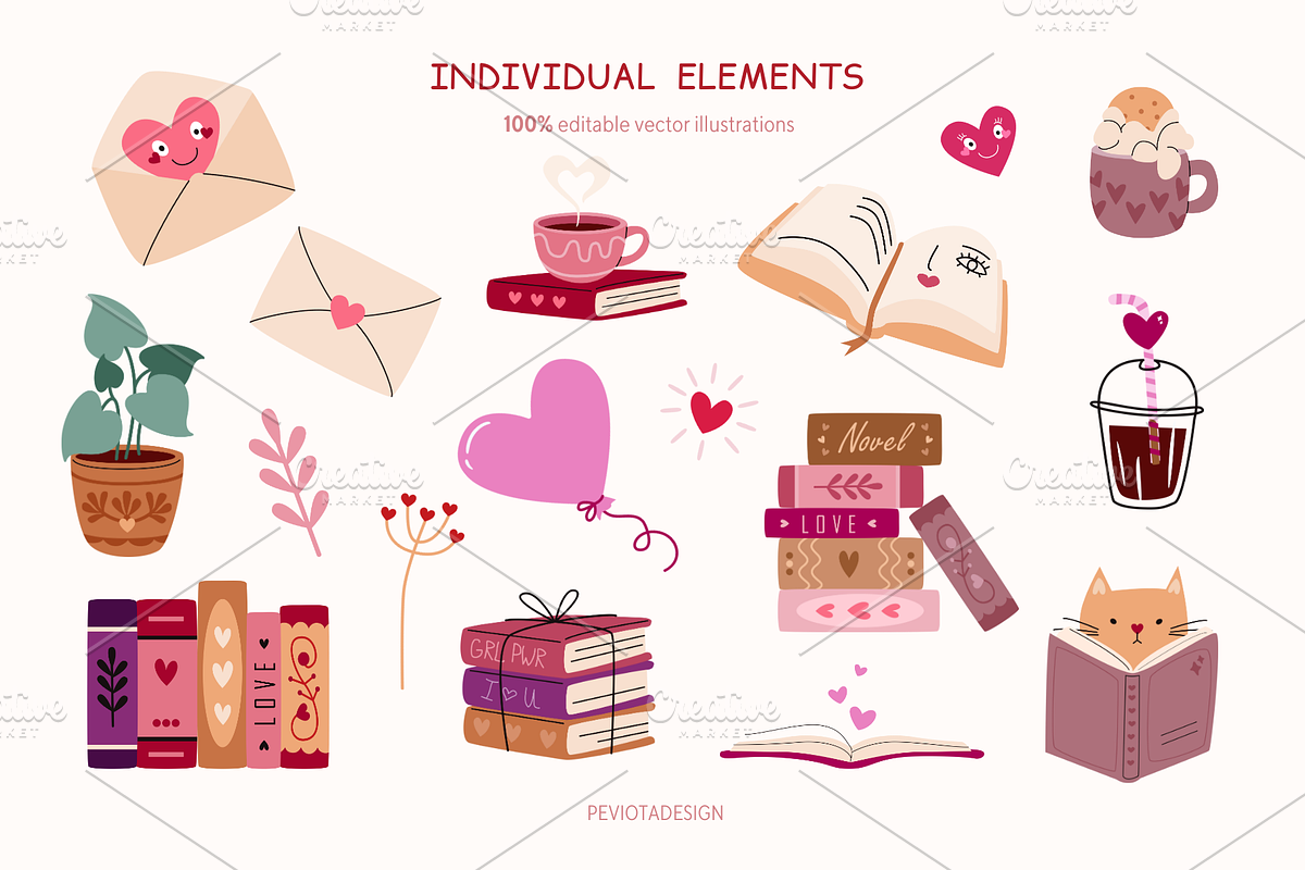 Valentines Day vector illustrations, a Seasonal Illustration by Peviotadesign (Photo 8 of 14)