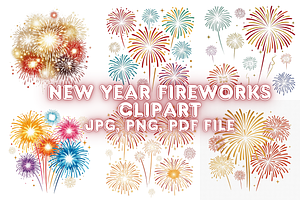 New year Fireworks Clipart
