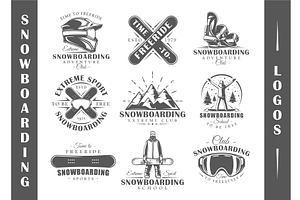 9 Snowboarding Logos Templates Vol.1