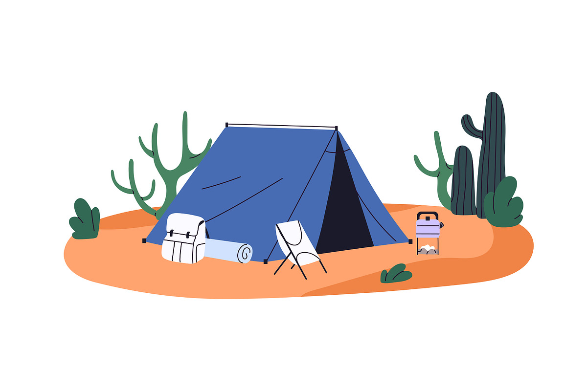 Campsites with camping tents set, a Seasonal Illustration by PaperTrident (Photo 7 of 11)