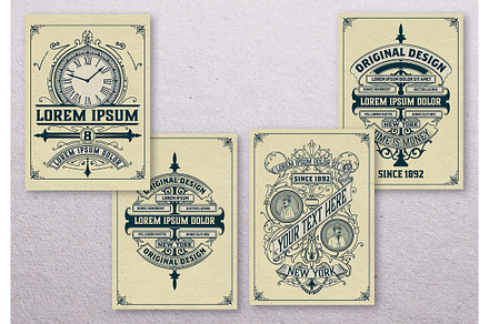 Set of 4 Vintage Labels, a Branding & Logo Template by OneVectorStock