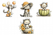 Whimsical Summer Cats Clipart Png, an Illustration by Daily.Designs (Thumbnail 5 of 8)
