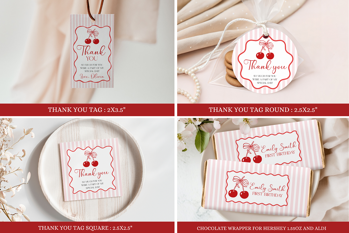Cherry on Top 1st Birthday Bundle, a Templates & Theme by VeliusCreativeStudio (Photo 4 of 8)