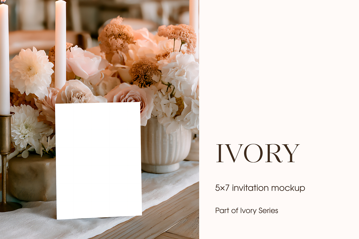 5x7 Peach Wedding Invitation Mockup, a Product Mockup by Serenefeeling (Photo 1 of 6)