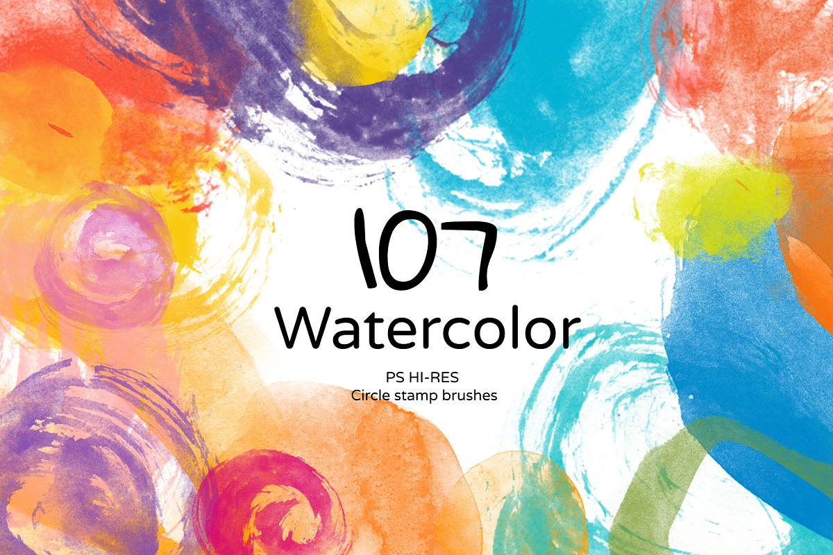 107 Watercolor Circles. PS Brushes, a Brush Add-On by Masherdraws (Photo 1 of 12)