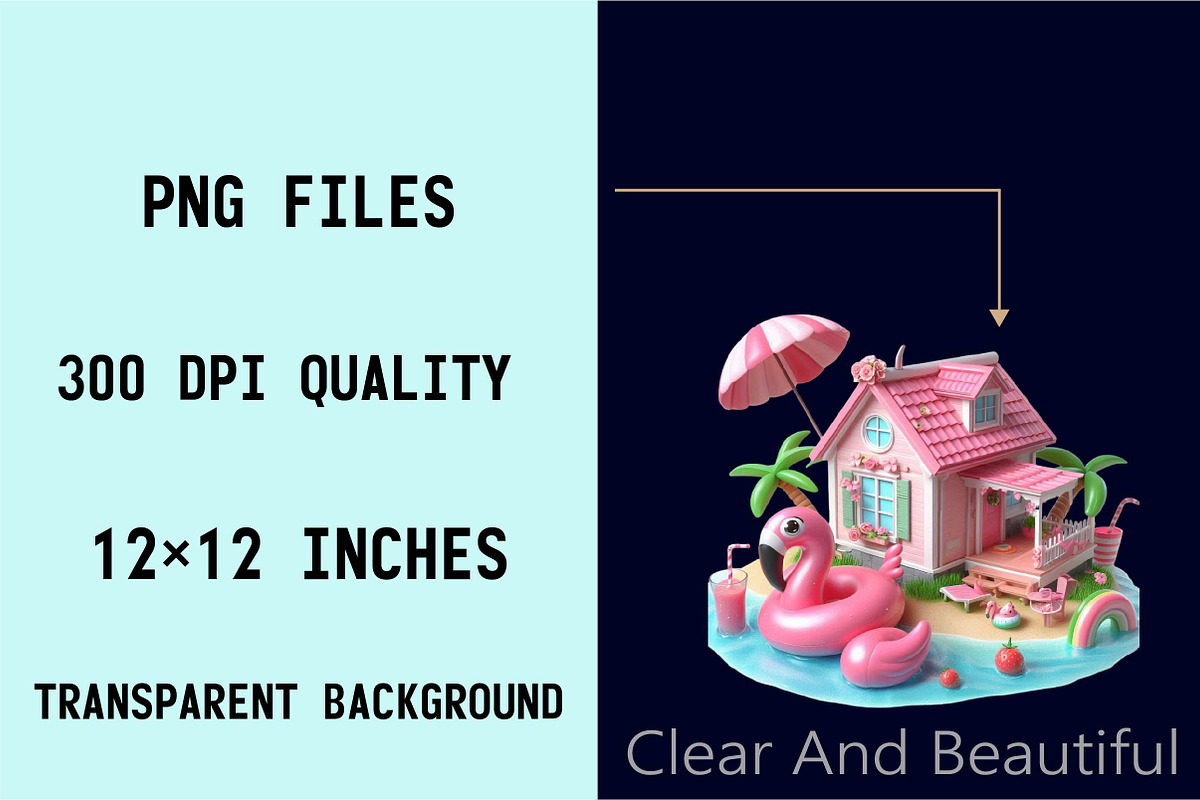 Pink Summer Home Sublimation Clipart, an Illustration by SVGArt (Photo 7 of 8)