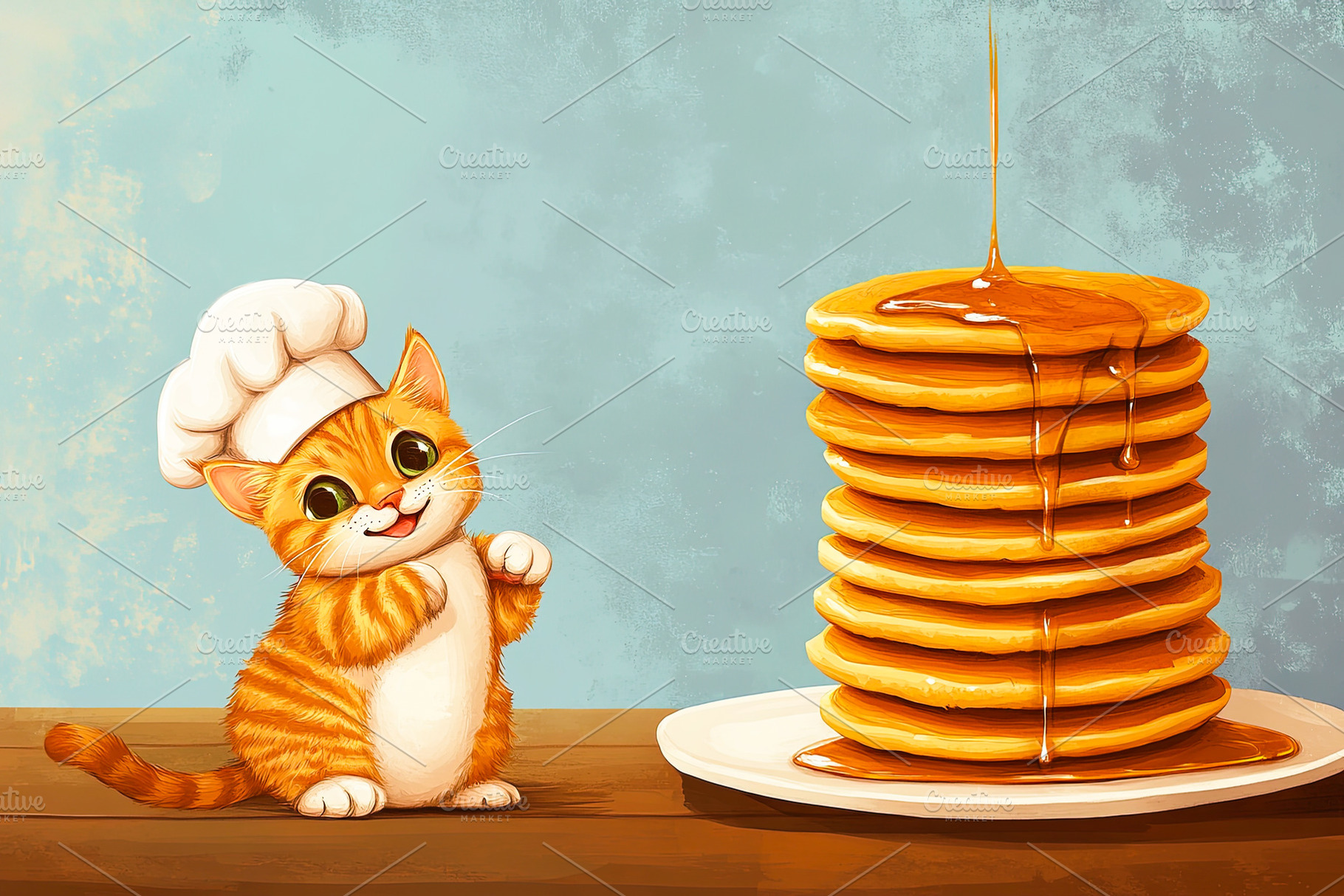 Chef Cat with Pancakes, an Animal Photo by Ales Munt