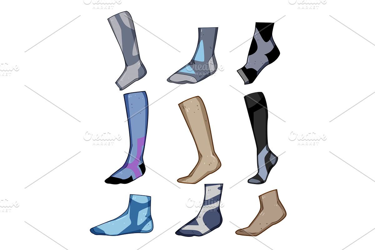 compression socks set cartoon vector, an Object Illustration by pikepicture