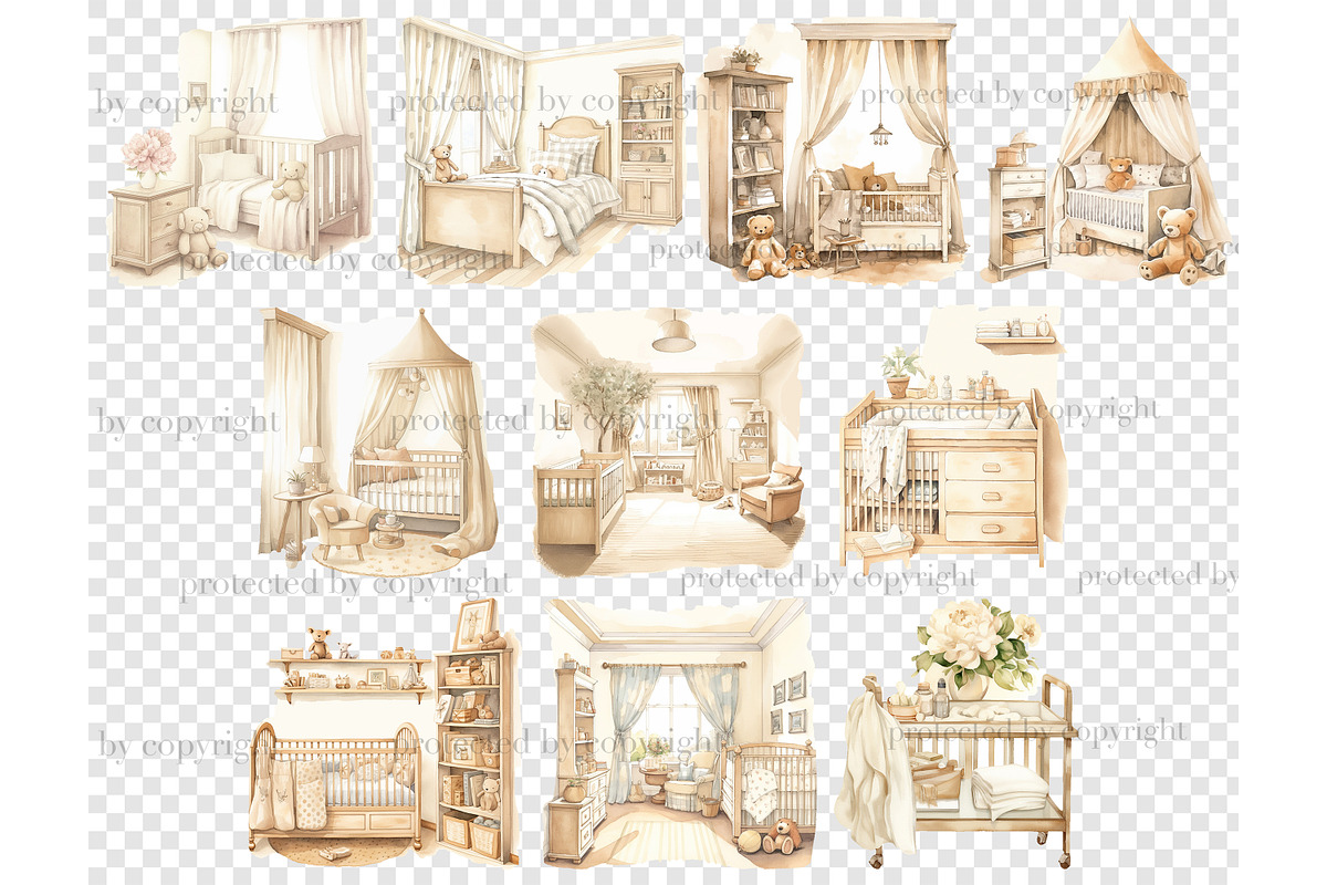 Baby Shower Graphics Collection, a Decorative Illustration by GlamArtZhanna (Photo 5 of 5)
