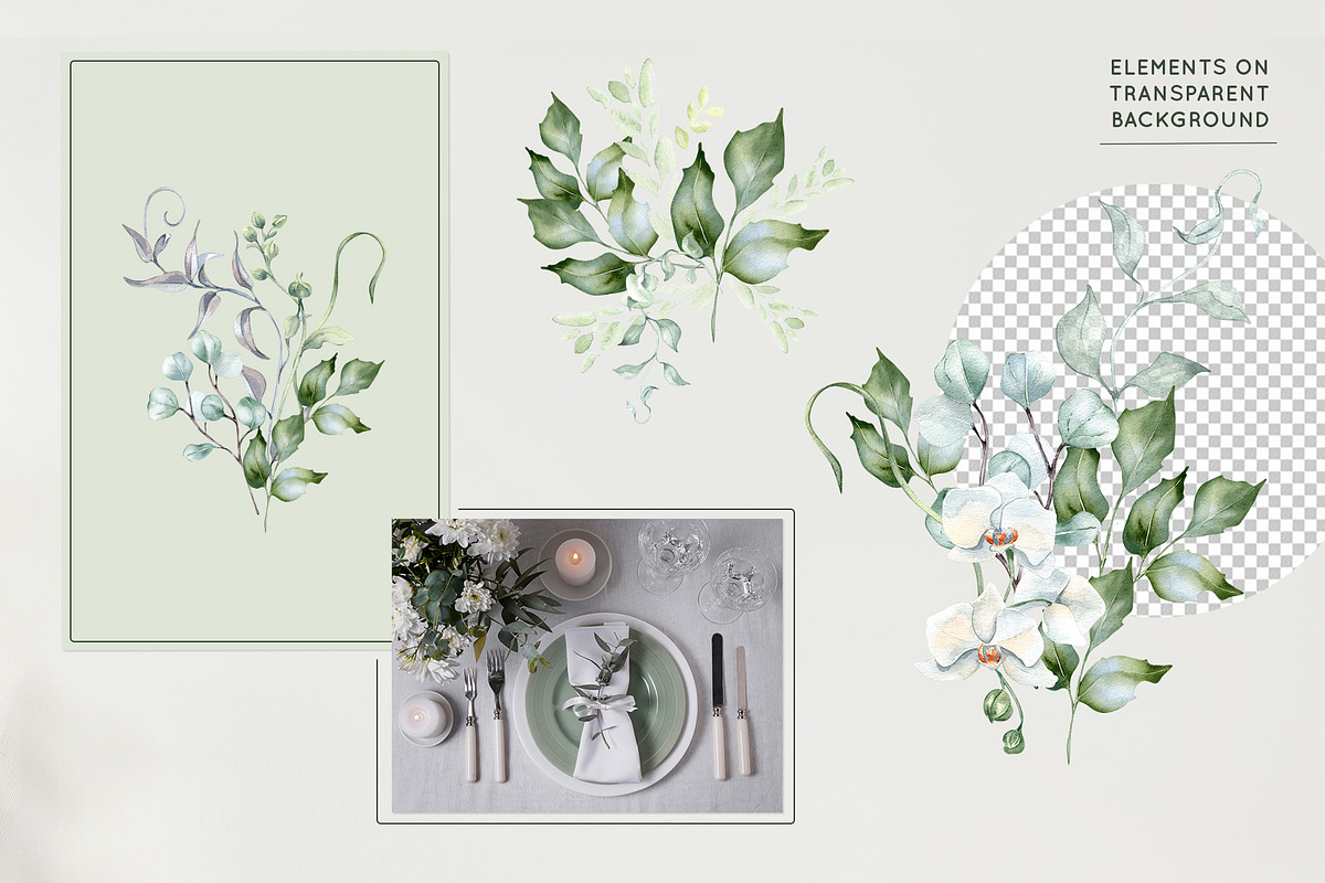 White flowers greenery watercolor, an Illustration by Kate Lanbina (Photo 5 of 16)