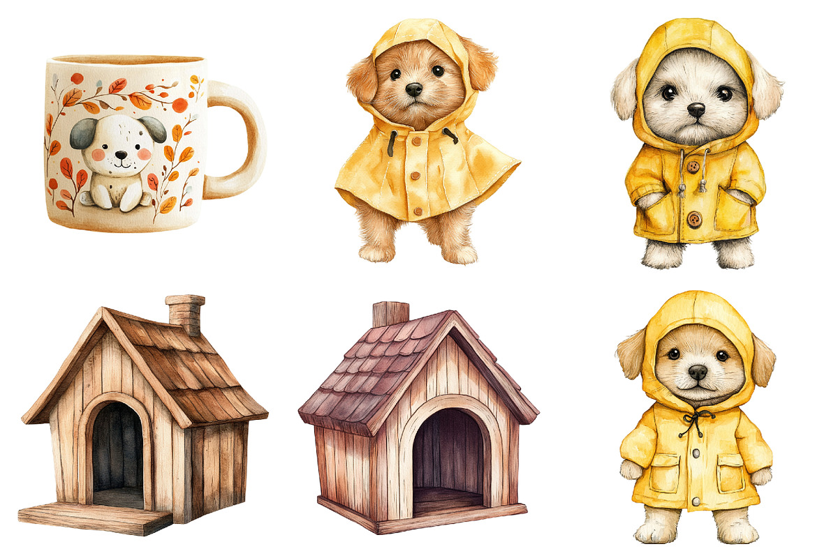 Watercolor Cute Dog Lover Clipart, a Seasonal Illustration by CitraGraphics (Photo 4 of 8)