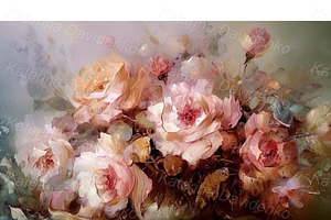 Paintings Of Peonies & Roses Flowers