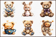 Teddy Bear Watercolor Clipart, an Illustration by Sublimation Artist (Thumbnail 3 of 6)