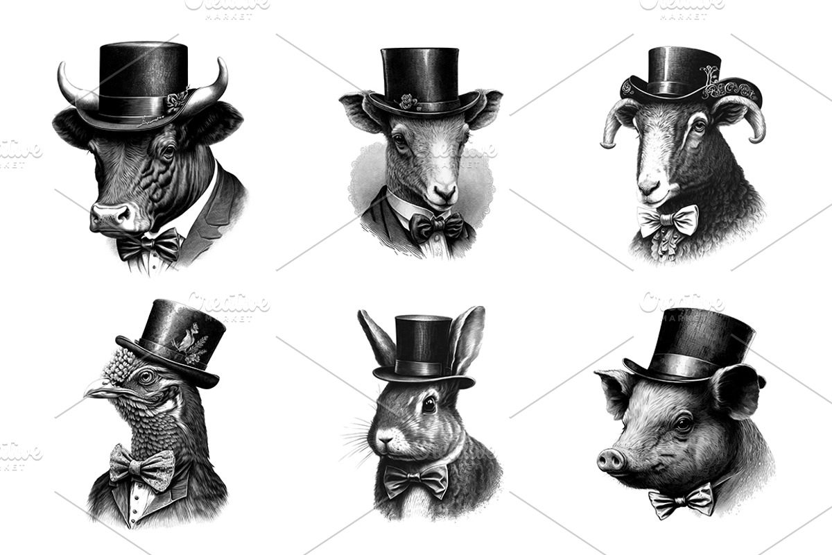 Stylish farm animals - illustrations, an Animal Illustration by Graxaim Mock-up (Photo 3 of 4)