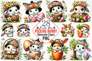 Easter day bunny peeking clipart, an Illustration by RobertsArt