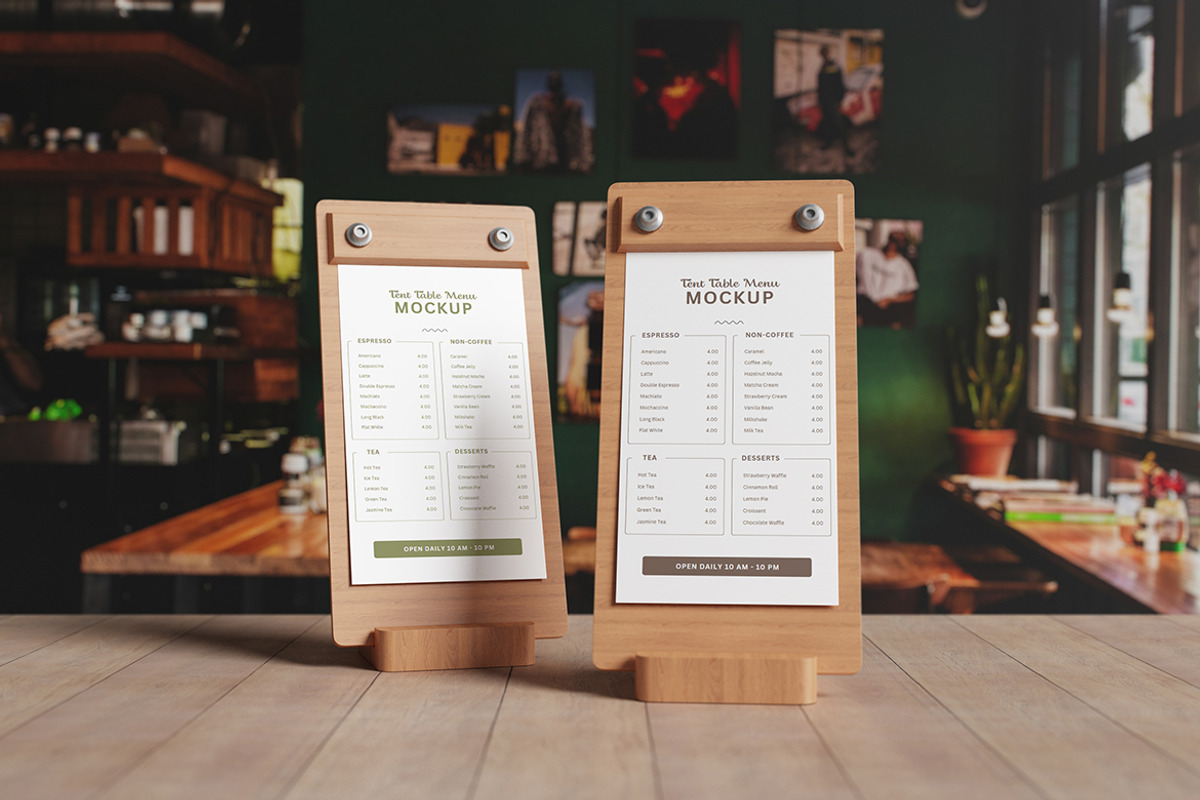 Tent Table Menu Mockup, a Product Mockup by ianmikraz (Photo 5 of 5)