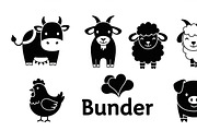 Cute Farm Animal Silhouette Bundle, an Illustration by hafijul (Thumbnail 8 of 51)