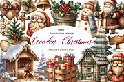 Rustic Wooden Christmas Clipart, an Illustration by CreationArt (Thumbnail 1 of 5)