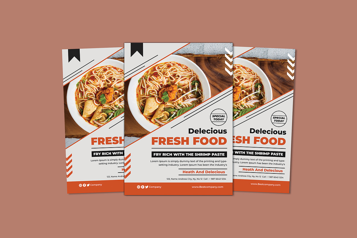 Delecious Fresh Food, a Flyer Template by Vibesteam