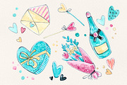 Flamingo Romantic set +4 frames, a Decorative Illustration by Kristina Crocus (Thumbnail 2 of 5)