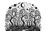 50 Mystical Galaxy Forest Silhouette, a Technology Illustration by Amazin_art (Thumbnail 21 of 41)