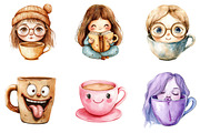 Watercolor Funny Girl Coffee Cup, an Illustration by DreamArtGraphic (Thumbnail 5 of 5)