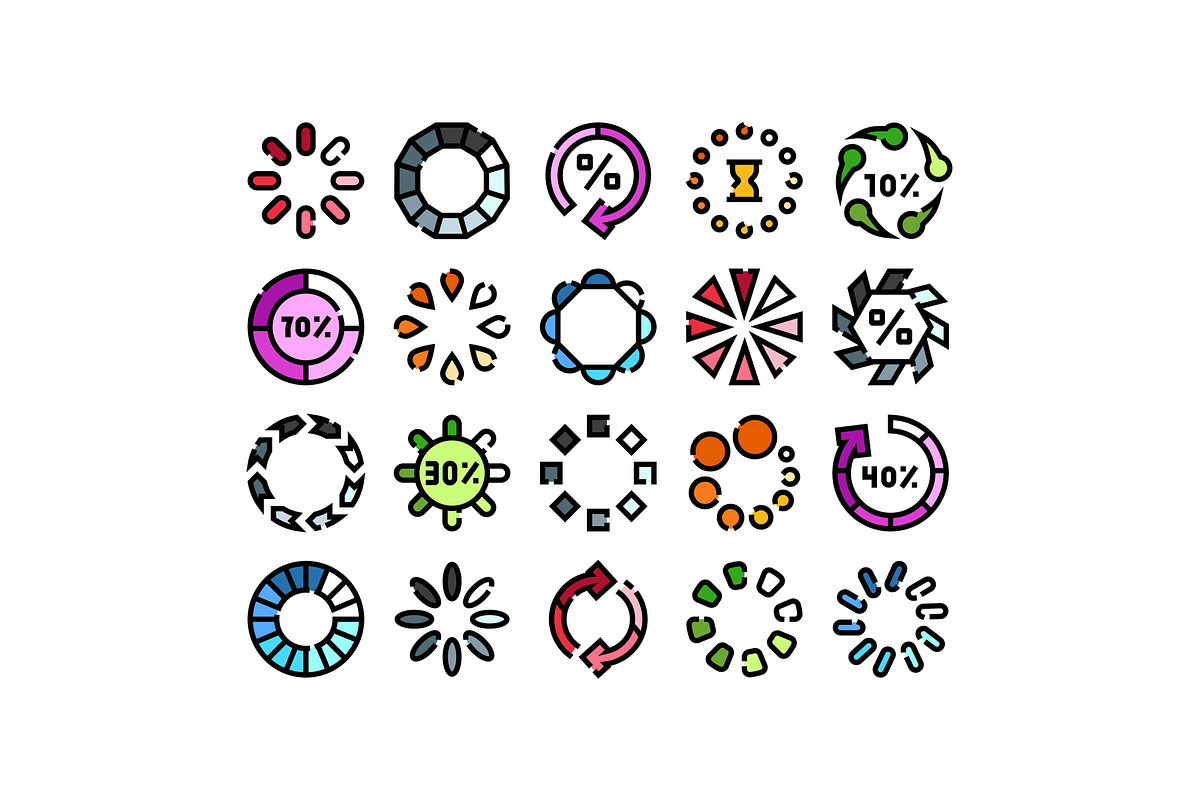 Set of loading icons and progress, an Object Graphic by pikepicture (Photo 1 of 3)