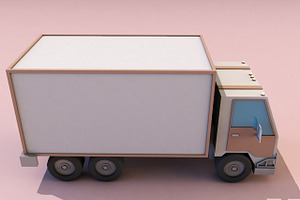 Cartoon Truck Low Poly 3D Model