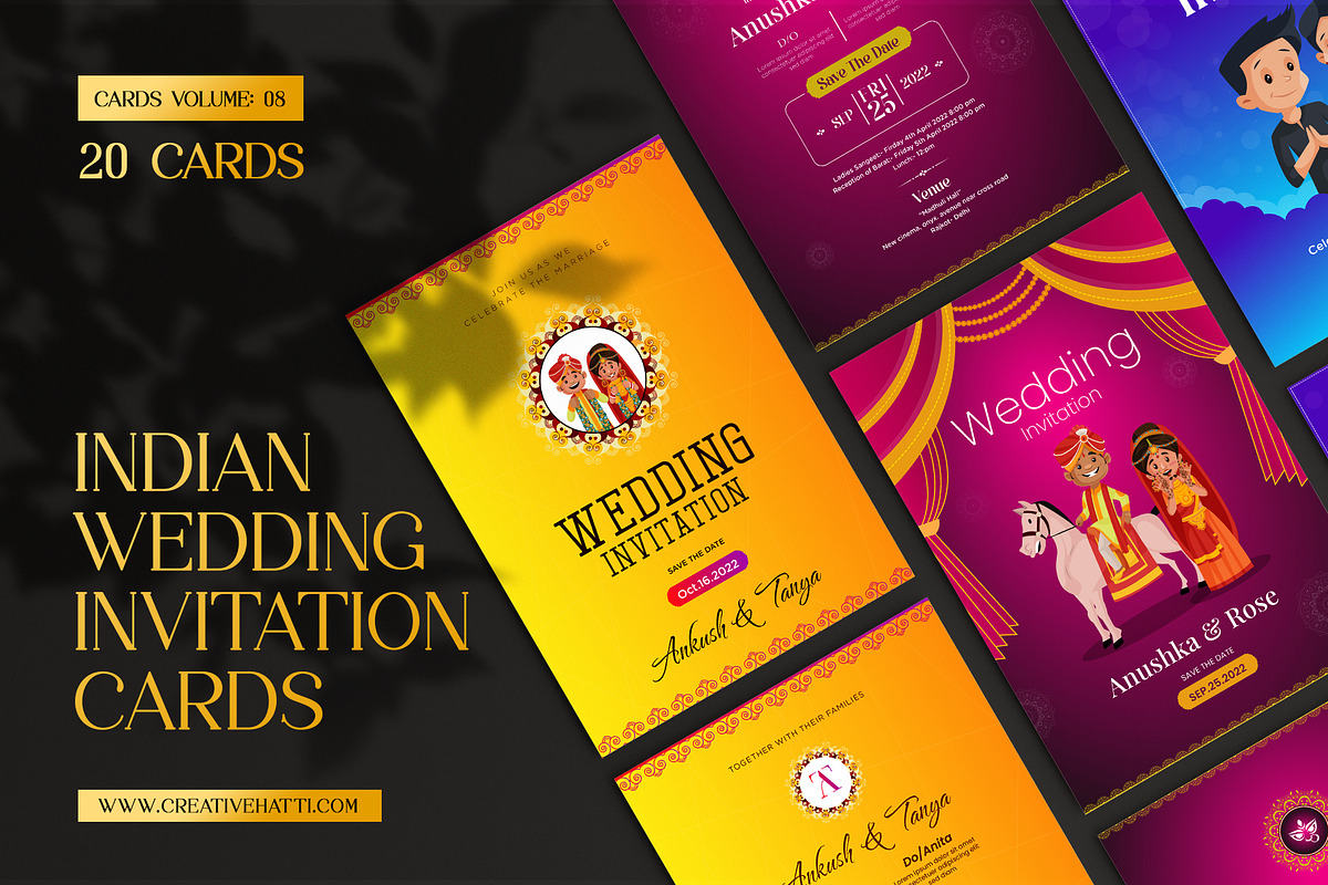 Indian Wedding Invitation Card Set, an Invitation Template by Creative Hatti (Photo 1 of 6)