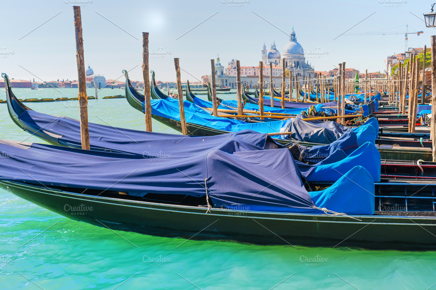 Gondola in front on basilica on grand canal, an Architecture Photo by Vapi