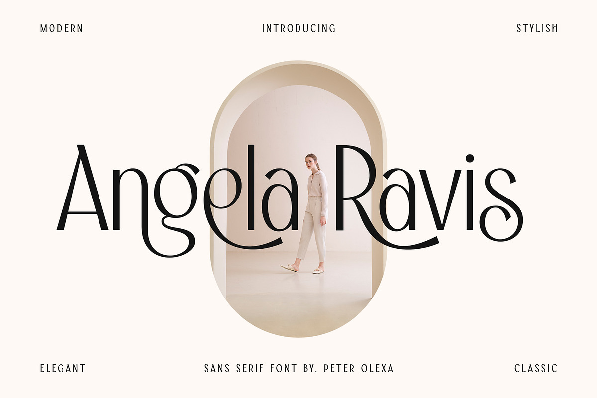 Angela Ravis Elegant Sans, a Sans Serif Font by Cruzine (Photo 1 of 9)