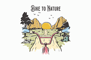 Bike to Nature, a Transportation Illustration by Mangustudio (Thumbnail 1 of 3)