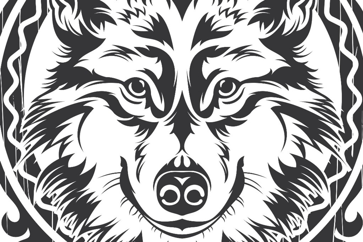 Wolf Vector + frame, an Illustration by weervector (Photo 1 of 2)
