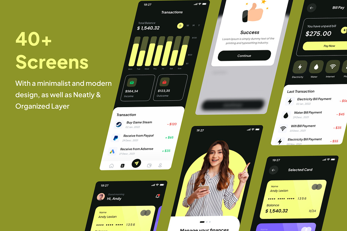 Ngopay - Wallet Apps UI Kits, an UI Kit Template by Minialis (Photo 2 of 6)