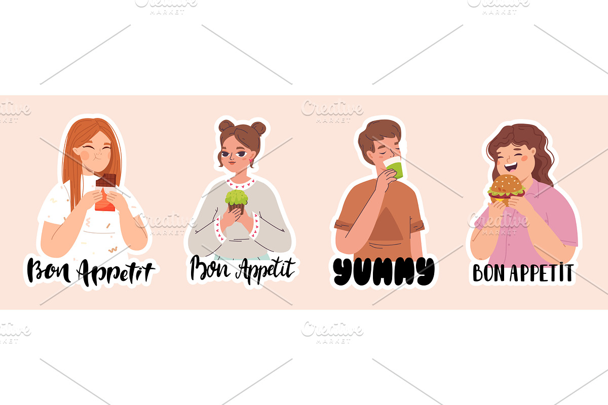 People eating and drinking. Funny, a Food Illustration by Valerie Bodnar