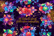 Galaxy floral watercolor collection, a Texture Illustration by UlitkaStudio (Thumbnail 5 of 27)