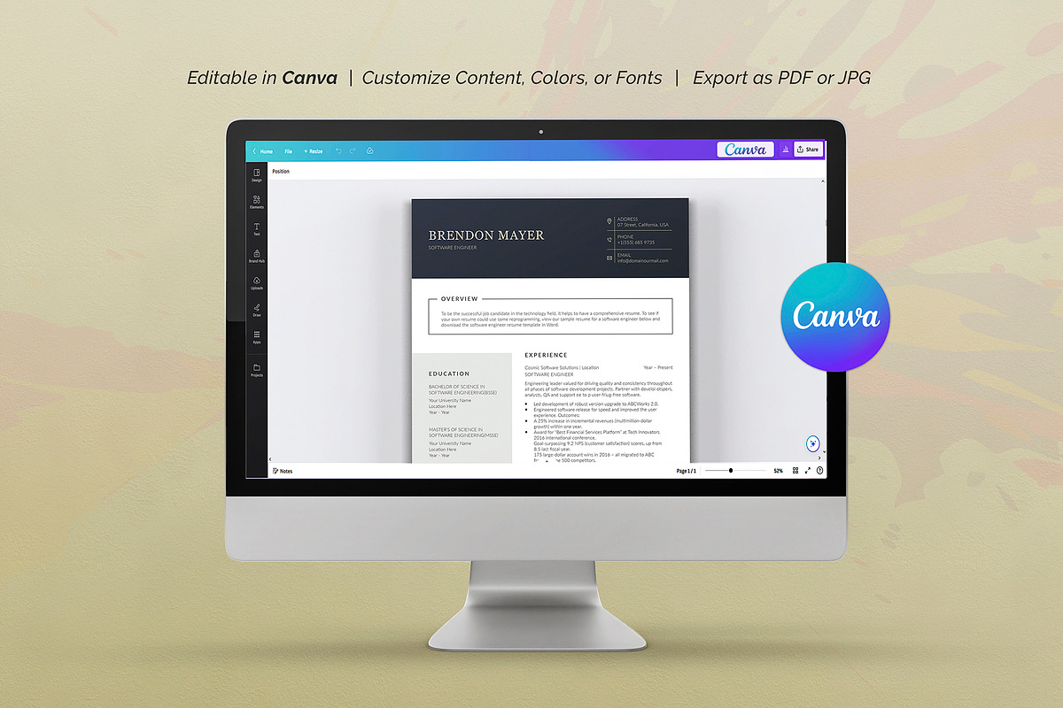 Canva Resume Template, a Resume Template by DesignDevisers (Photo 7 of 10)