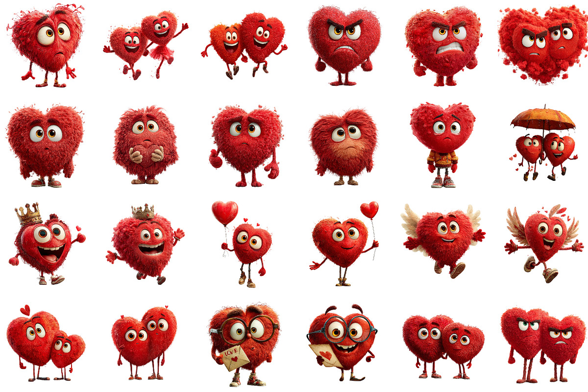 Quirky Valentine's Heart Clipart, an Illustration by DreamCafeArt (Photo 3 of 6)