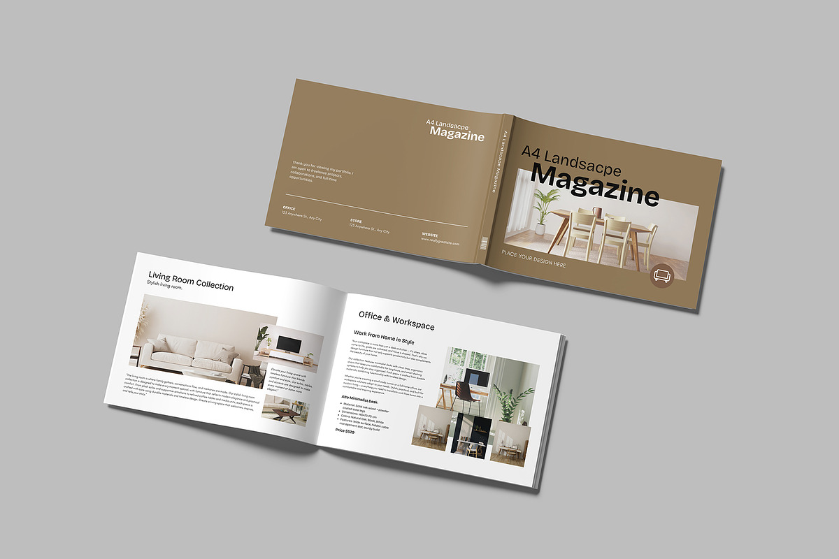 A4 Landscape Magazine Mockup, a Magazine Template by graphictime (Photo 6 of 10)