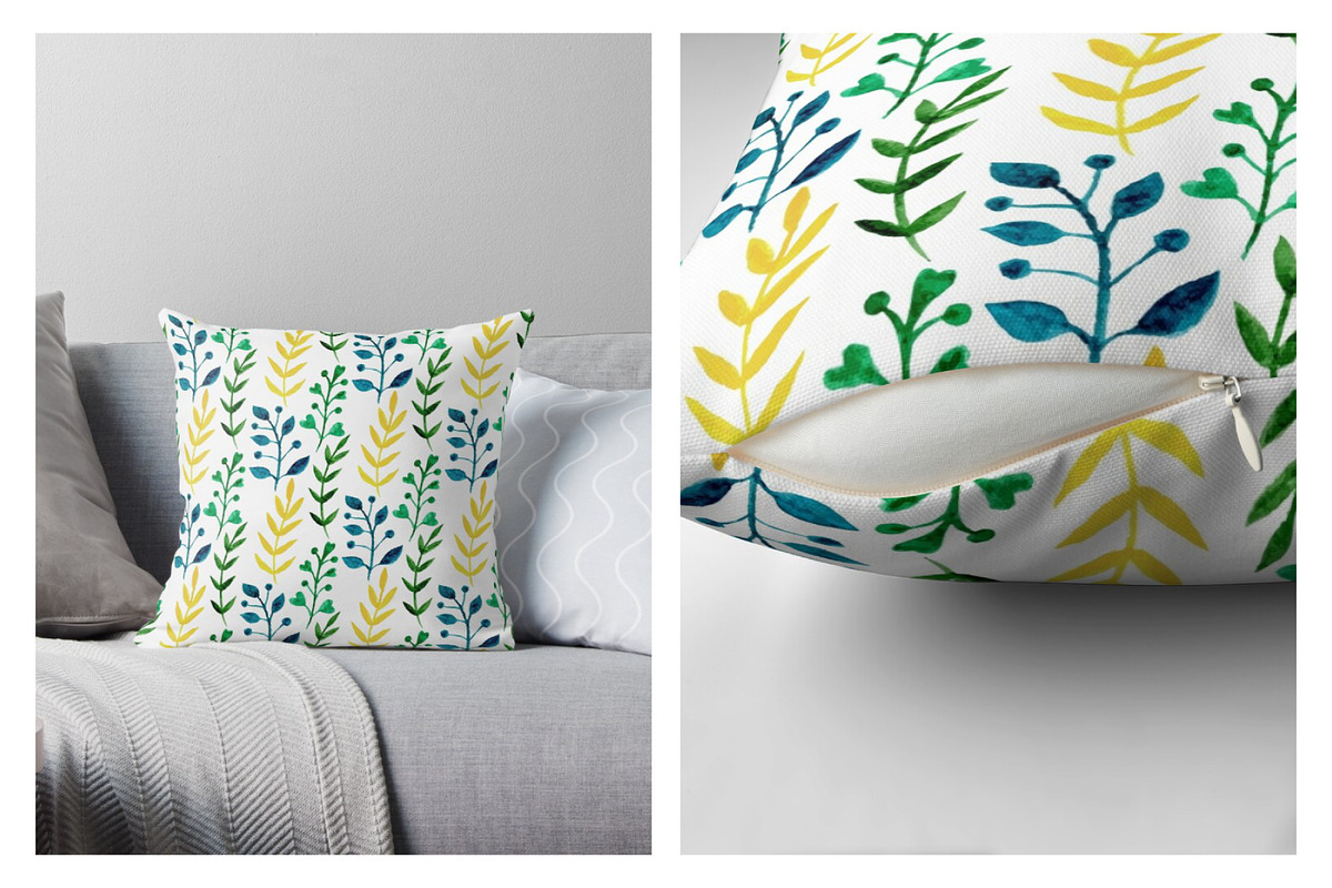 Watercolor flora vector patterns, a Pattern Graphic by inkionia♥ (Photo 4 of 4)